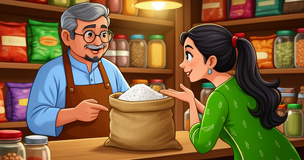 Buy rice at the kirana store